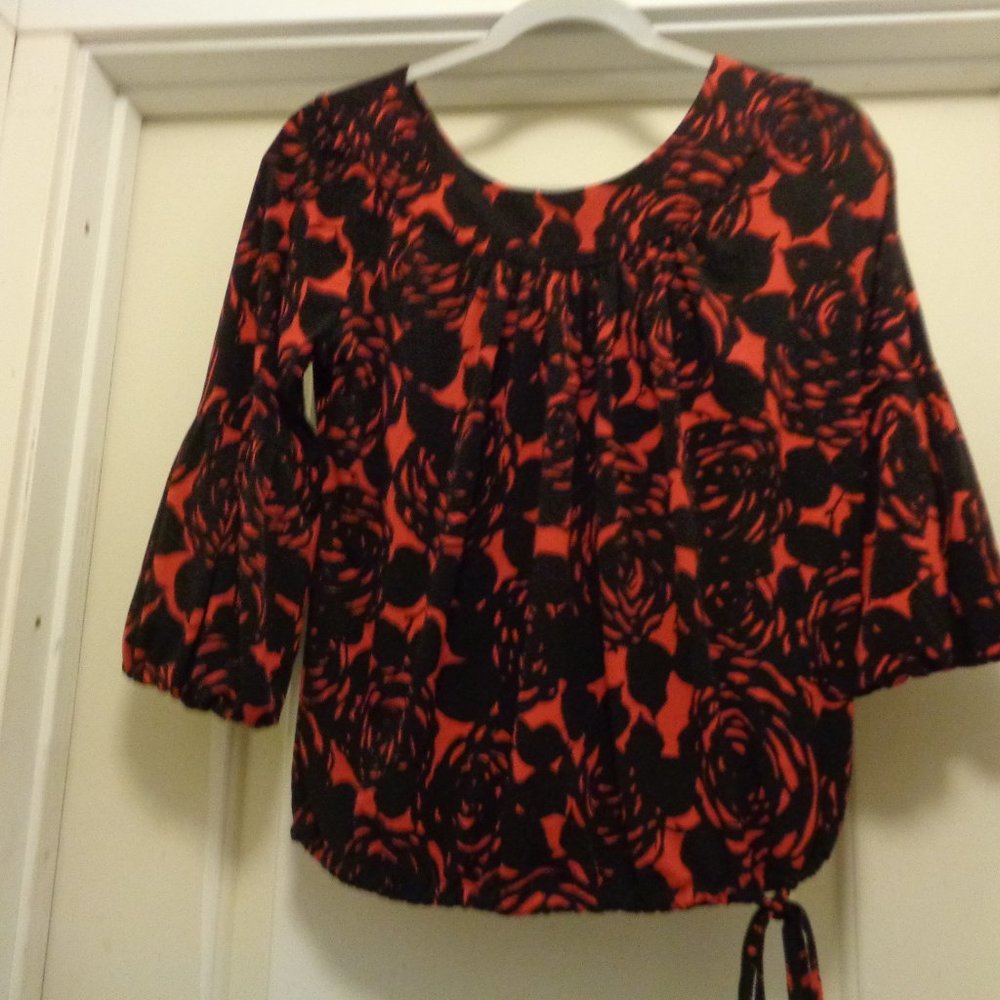 Tomato Girl RETRO RED & BLACK DESIGNS SPANISH LOOK TOP BELL BOTTOM SL. LG